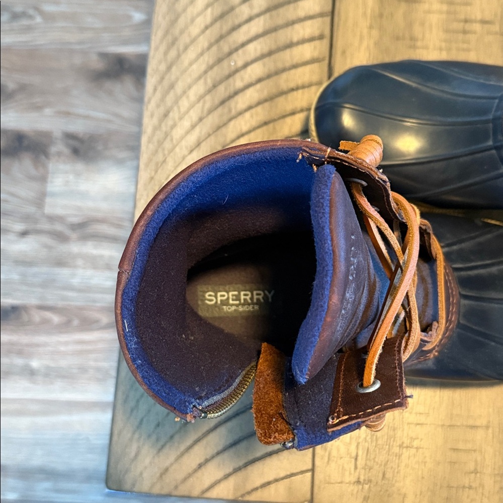 Sperry Saltwater Duck Boots – Navy & Brown Leather | Women’s Size 9 - Picture 6 of 6